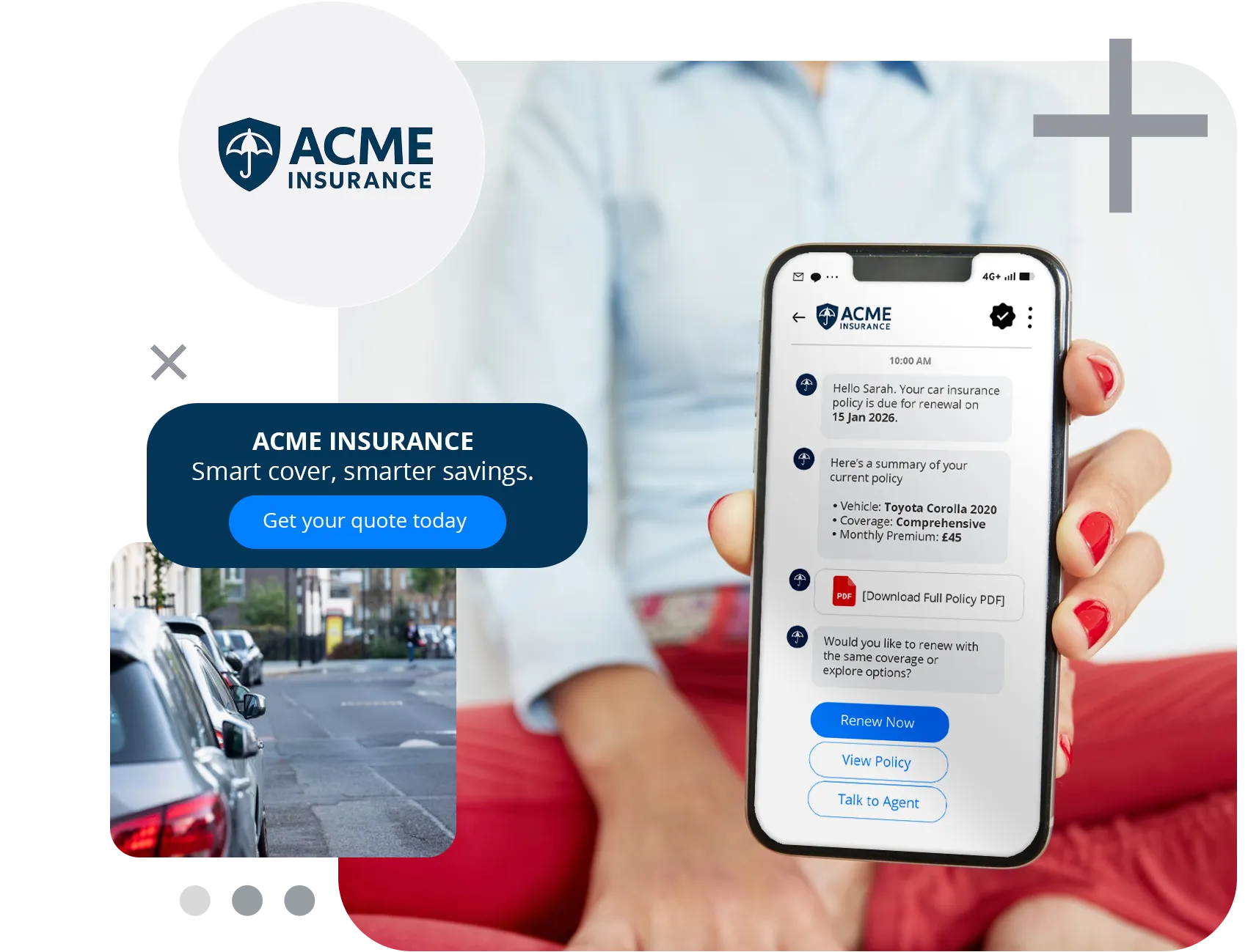 Insurance company using RCS with branded verified profile