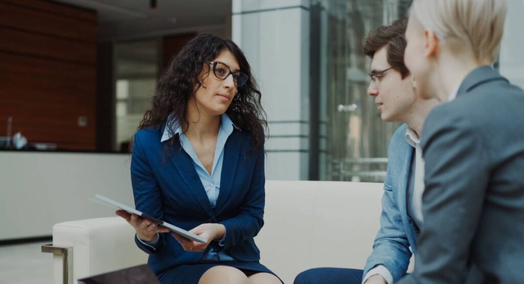 Diverse, relatable people having open, honest discussions with advisors.